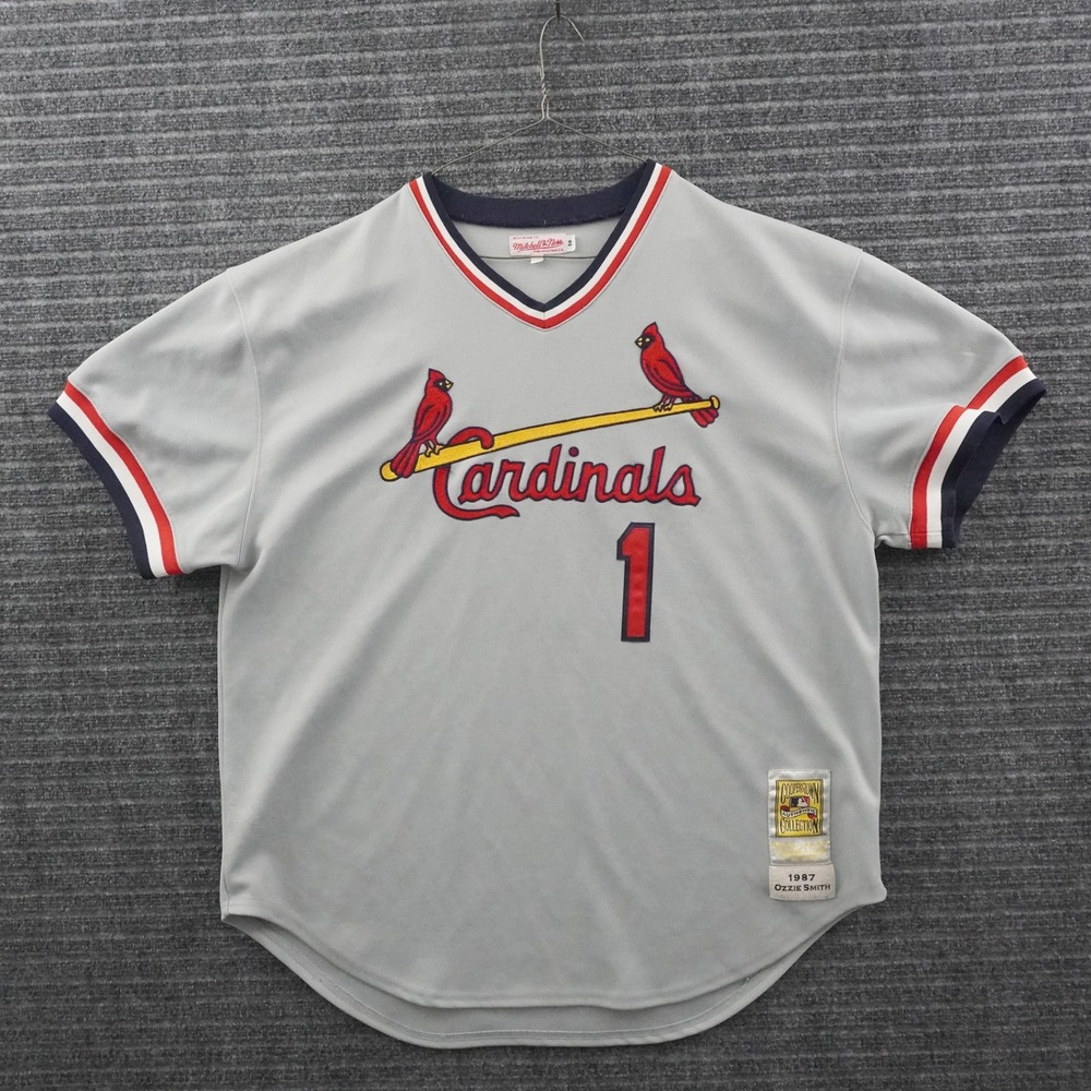 Vintage 00s Mitchell & Ness St Louis Cardinals Jersey 56 Grey Ozzie Smith 1987